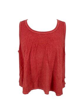 Mohnton Made Washed Look Hemp Cotton Tank Top Bright Madder Red Size 1X NWT